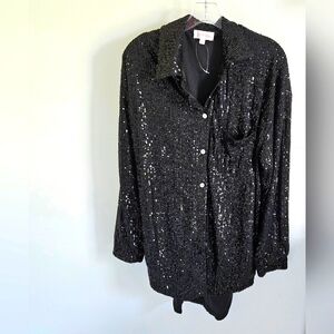 Sequin Shirt Jes Lea black button down